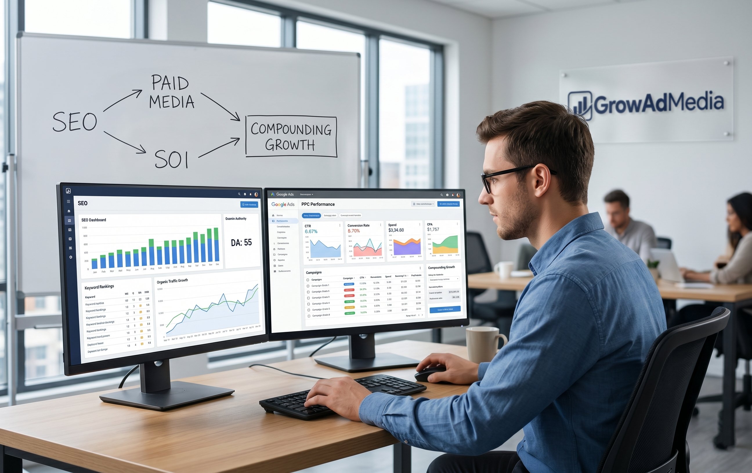 SEO and performance marketing combined dashboard